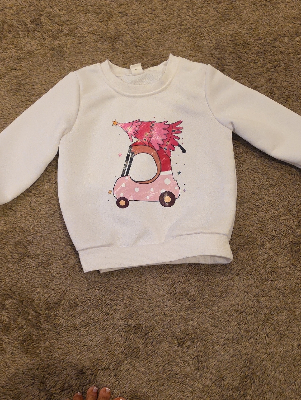 SHEIN White Sweatshirt with Pink Party Car Graphic